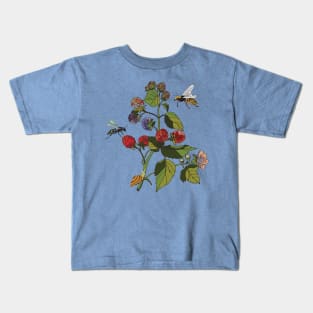 Botanical illustration a plant with berries and a wasp Kids T-Shirt